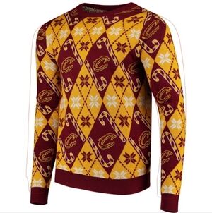 Cleveland Cavaliers Maroon and Yellow Sweater Small Sweater Candy Cane